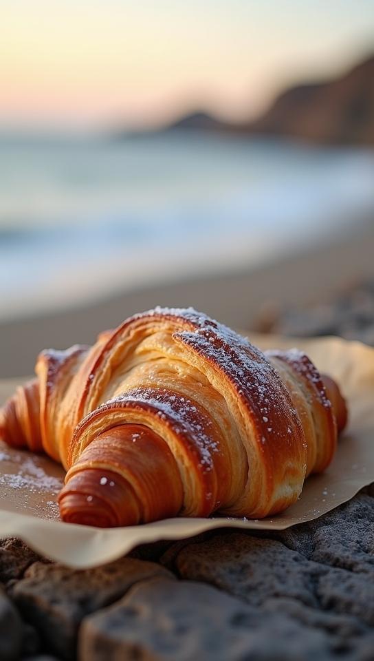 photograph, Croissant , Smooth, beach in background