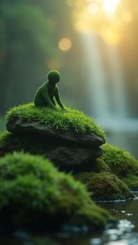 by Alfred Cheney Johnston, photograph, Scaly Filipino Mossy rock, at Dawn