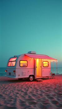photograph, Camper , it is very Clockwork, beach