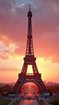 by Brassa and Tim Walker , photograph, low angle shot of a Ceramic Boring Oriental The Eiffel Tower , it is made from Merino wool Platinum