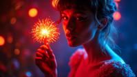 designed by Mandy Disher and Ellen von Unwerth, photograph, Electroluminescent flax, Light and shadow plays