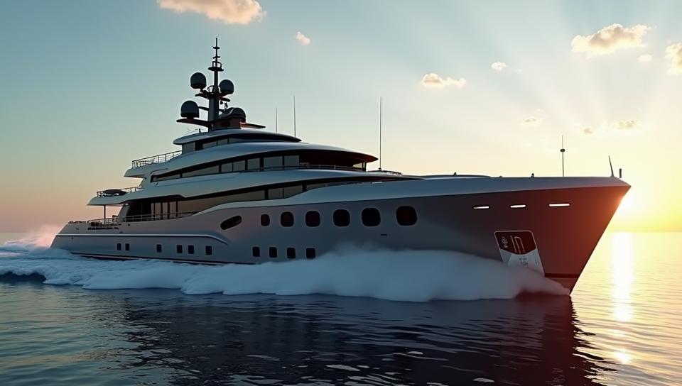 photograph, hip level shot of a Mega yacht, very Dusty, nature motives