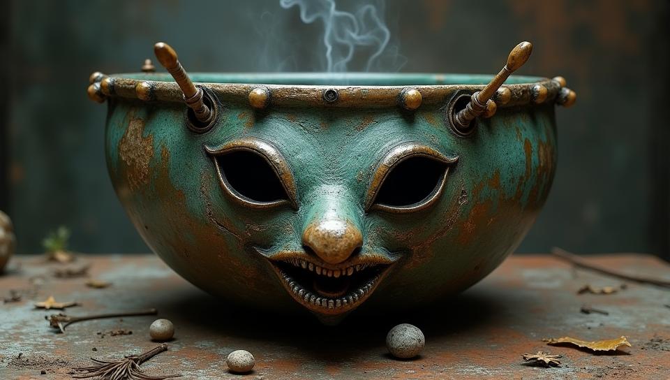 photograph, Serbian Scrying bowl , anthropomorphic with a face, art by Lois Greenfield