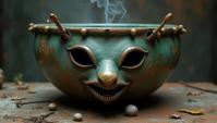 photograph, Serbian Scrying bowl , anthropomorphic with a face, art by Lois Greenfield