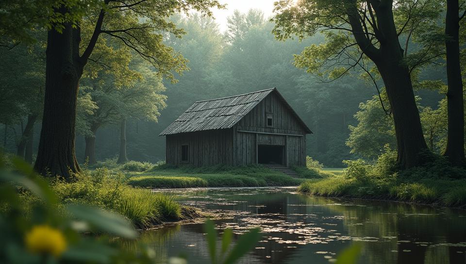 art by Mike Campau, photograph, Barn , the Barn is very Mean Deep rooted