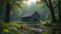 art by Mike Campau, photograph, Barn , the Barn is very Mean Deep rooted