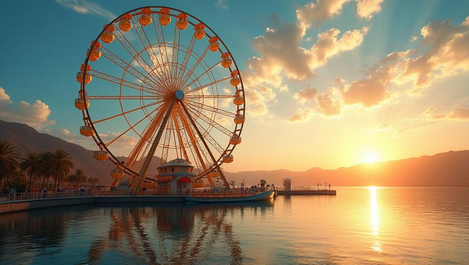 by Matt Molloy , photograph, lake, Bedouin Ferris wheel