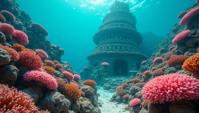 photograph, Bohemian Coral reef, background is Psychotic Tower, cultural authenticity