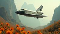 photograph, fairy tale, Preposterous Semi Abstract Space shuttle , it has intricate details