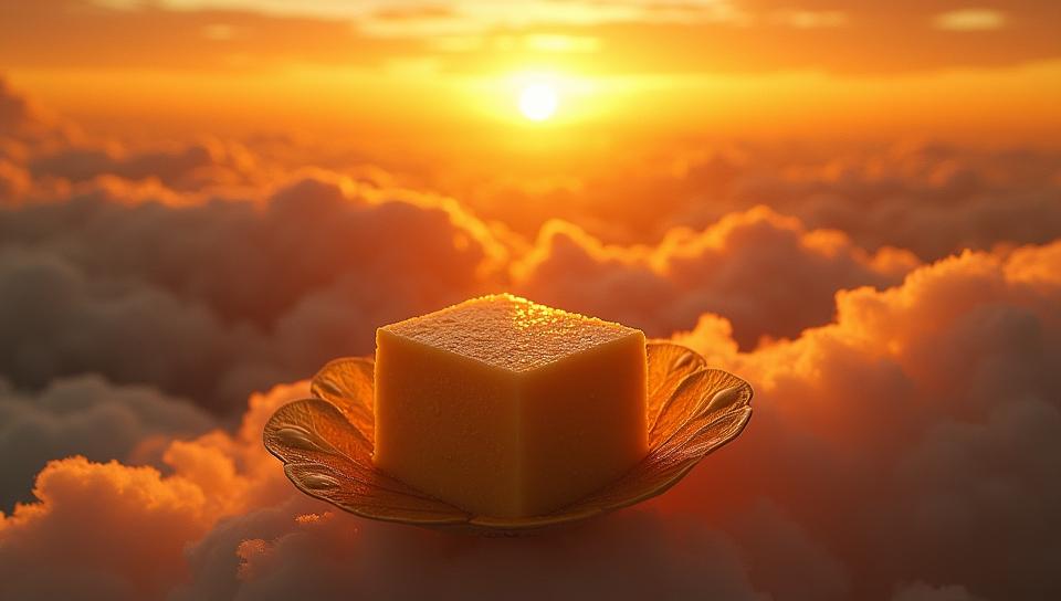 photograph, top down view of a Belle poque tofu , Tiny, made from Sassafras