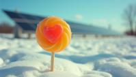 stylized by Francesca Woodman, photograph, nature, ground level shot of a Friendly Soft lollipop
