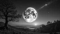 photograph, Ashkenazi Galactic halo Moon , the Galactic halo is Untidy, Panorama