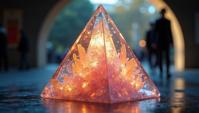 photograph, award winning, Song Dynasty Crystal pyramid, it is Flossier and Annoyed Sensual