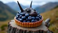by Fernand Fonssagrives , photograph, hyper detailed, Drop dead gorgeous blueberry tart