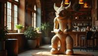 photograph, Divine Palauan cafeteria Bar stool , anthropomorphic with a face, in focus