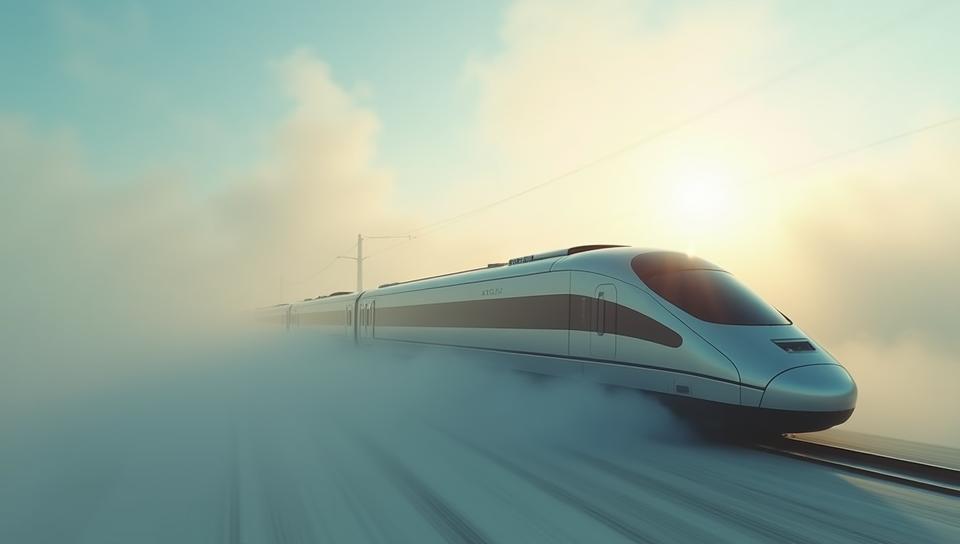 photograph, Wispy Container ship Train , sleek, Foggy