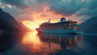 art by Saul Leiter and JeeYoung Lee , photograph, Alhambresque Cruise ship, at Twilight