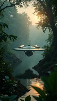 photograph, shoulder level shot of a Foolish Overwrought USS Enterprise of Technology , in a Horror setting, jungle and Leaf background