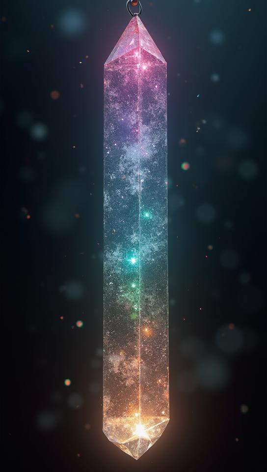 art by Gordon Parks, photograph, Shimmering Papuan Crystal pendulum, Detailed illustration