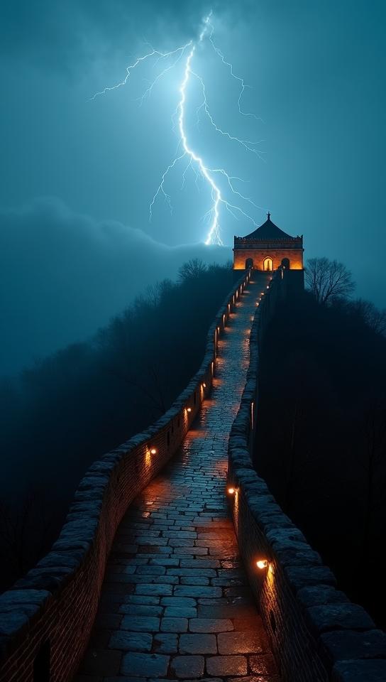 stylized by Marta Bevacqua , photograph, Murano Realistic Great Wall of China, inspired by Star Trek