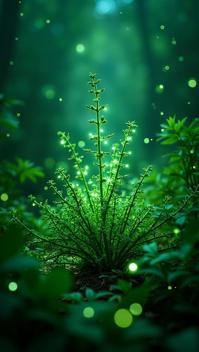 photograph, Modular Emerald Green and Silver Burlesque Herb garden , surrounded by contrasting colors glowing sparks Simple illustration, Interpolation