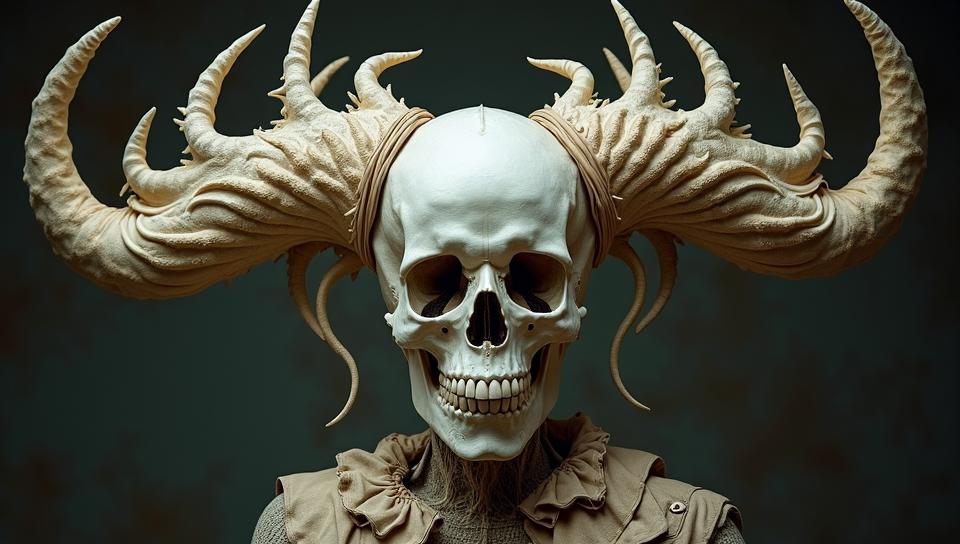 art by Matthew Barney and Meryl McMaster, photograph, Noble Skulls Dreamcatcher , Futurism