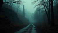 by Helmut Newton , photograph, Fairy Tale traditional American Coal mine , trees