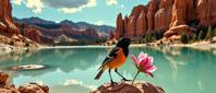 stylized by Bill Brandt and Ando Fuchs , photograph, highly detailed, wide angle of a Naturecore Heavenly Magpie Lark