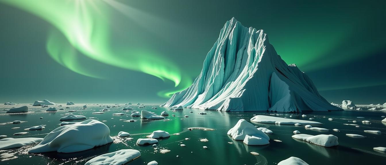 art by Reylia Slaby and Tami Bone , photograph, majestic, landscape of a Greater Shattered Iceberg from inside of a Fortress