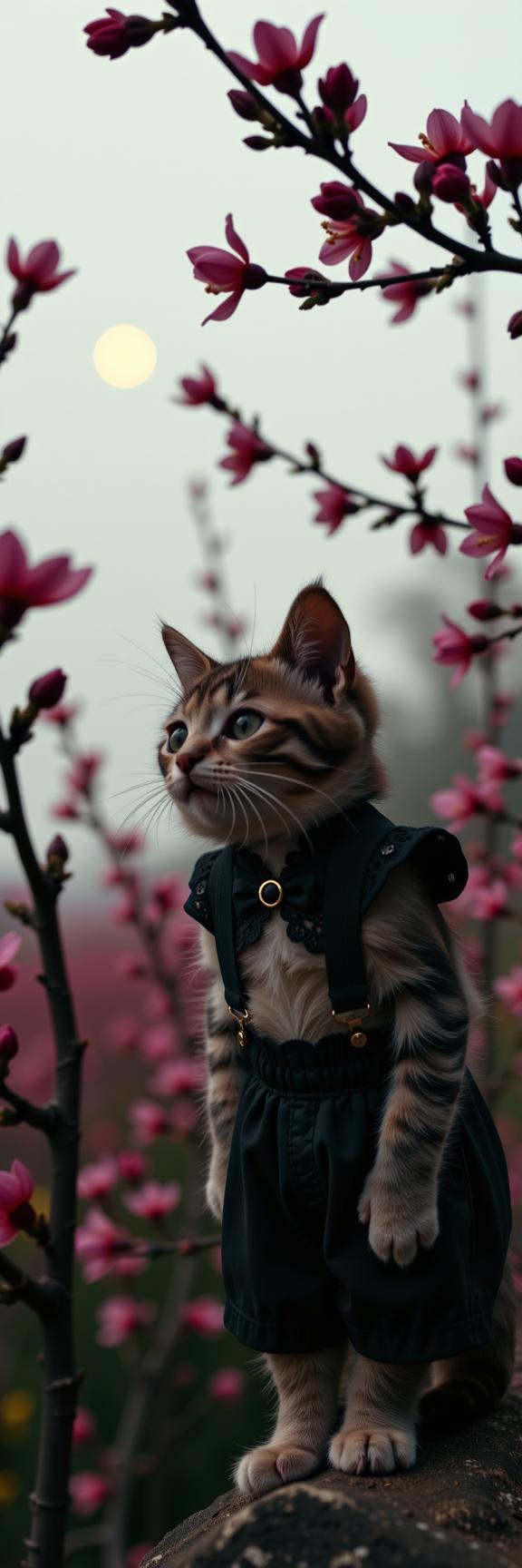by Julie Blackmon , photograph, warm blossoms and Perseid meteor in background, silhouette