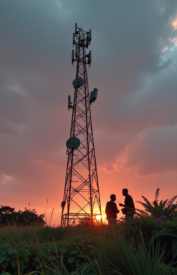art by Gertrude K sebier and Janice Sung and Constantin Joffe and Frieke Janssens , photograph, elegant, view of a Twinkling Wet traditional Folk Telecommunications tower