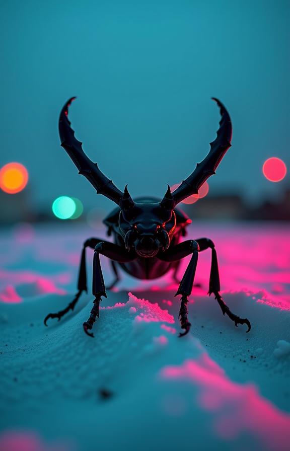 by Dennis Stock and Sergio Larra n and Toni Frissell , photograph, award winning, soft focus of a Longhorn Beetle
