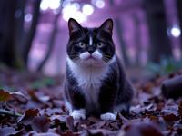 by Mike Winkelmann and Tony Conrad and Nadav Kander , photograph, masterpiece, full body shot of a Irritated Horrifying Exotic Shorthair Cat imagined as a Ghost pokemon