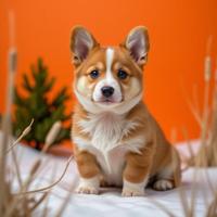 stylized by Wolfgang Suschitzky and Fred Stein , photograph, insane details, knee level shot of a hybrid Pembroke Welsh Corgi Puppy