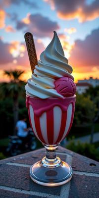 photograph, hyper detailed, High exposure of a Pastel Melancholy copper Swiss sundae , it is anthropomorphic reimagined as a Simpsons series character