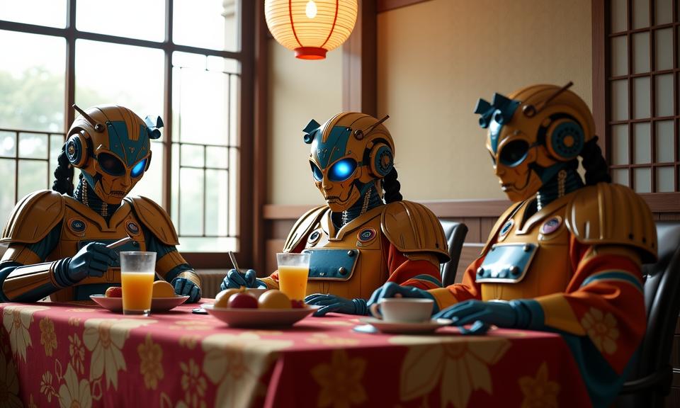 by Thurston Hopkins and Chie Yoshii , photograph, concept art, wide angle of a Machine full of Sickening Tasteful thicc traditional Shinto Female Daleks