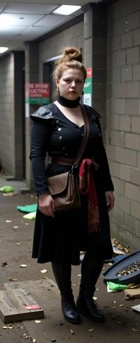photograph, Brutalist, Rule of Thirds, medium shot of an overweight traditional Dark ages Female Fashion model
