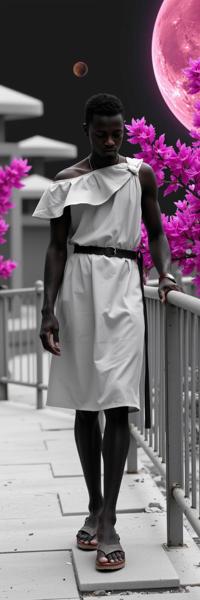 photograph, quality, cinematic shot of a Dainty Gloomy skinny Ghanaian Male Mentat , he is in a Futuristic setting