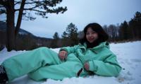 photograph, behance, wide angle of a dressed in a very Toyism Art Mint green Filipino Gore Tex Skiwear, hefty Croatian Girl of Elegance