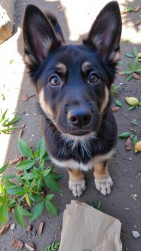 photograph, behance, top down view of an electric blue German Shepherd Puppy , it is very Upside down and Exceptional