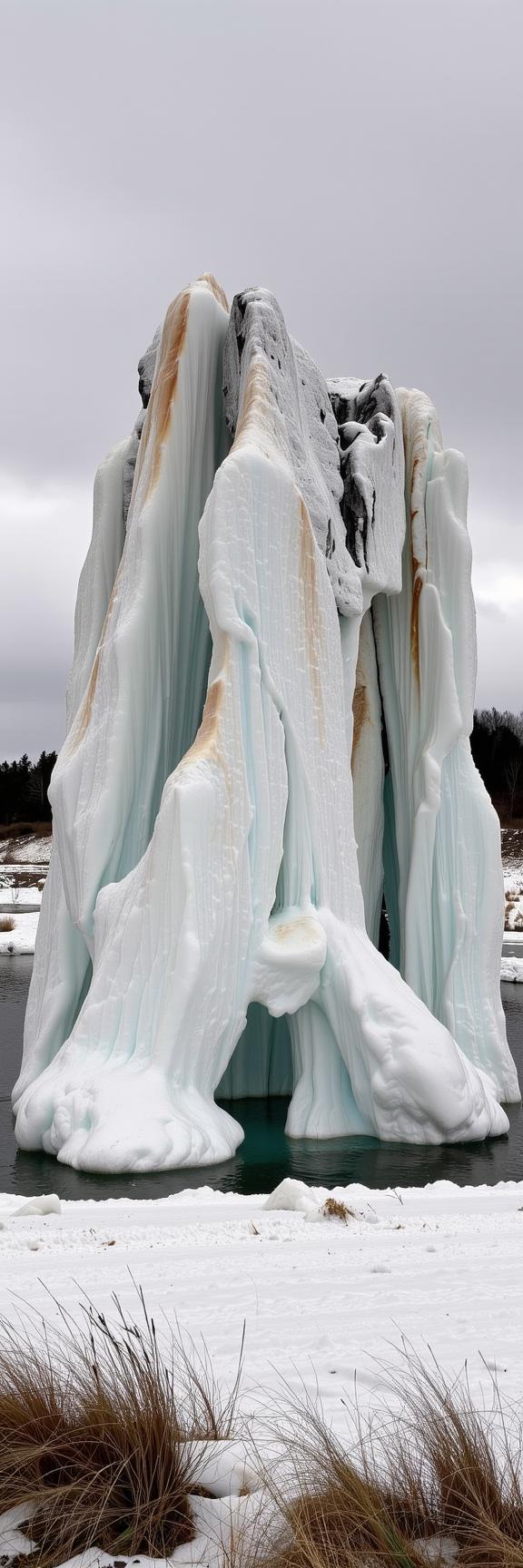 photograph, award winning, close up shot of a Micronesian Iceberg , it is very Light and Melancholy