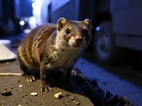 stylized by Hugh Kretschmer and David Goldblatt , photograph, cute, high angle shot of a Weasel