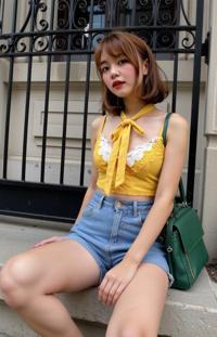 fashion photography,of a woman as a mermaid merman with layered cut haircut in a tie or bowtie,lending a touch of formal elegance or quirky charm,knotted around the collar to elevate the outfit