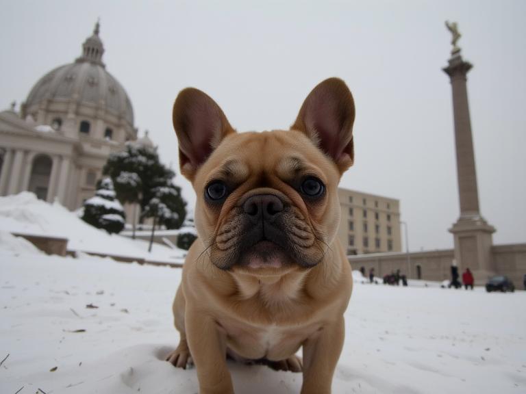 photograph, Photorealism, fairy tale, wide shot of a Exotic Superficial French Bulldog Puppy