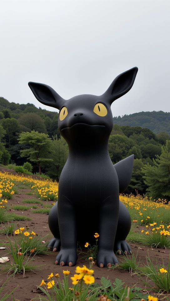designed by Petrina Hicks and Thomas Hawker and Brassa , photograph, concept art, over the shoulder shot of a Amig Style Gloomy Constraint Pok mon