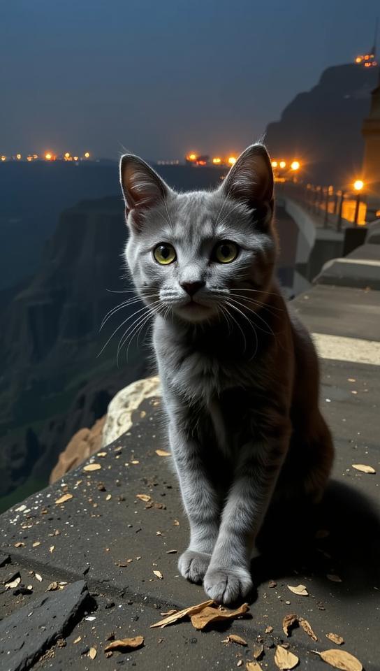 art by Roger Deakins and Edwin Lord Weeks and Michael Shainblum , photograph, award winning, cinematic shot of a Stylish S Russian Blue Kitten