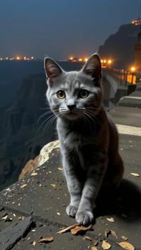 art by Roger Deakins and Edwin Lord Weeks and Michael Shainblum , photograph, award winning, cinematic shot of a Stylish S Russian Blue Kitten