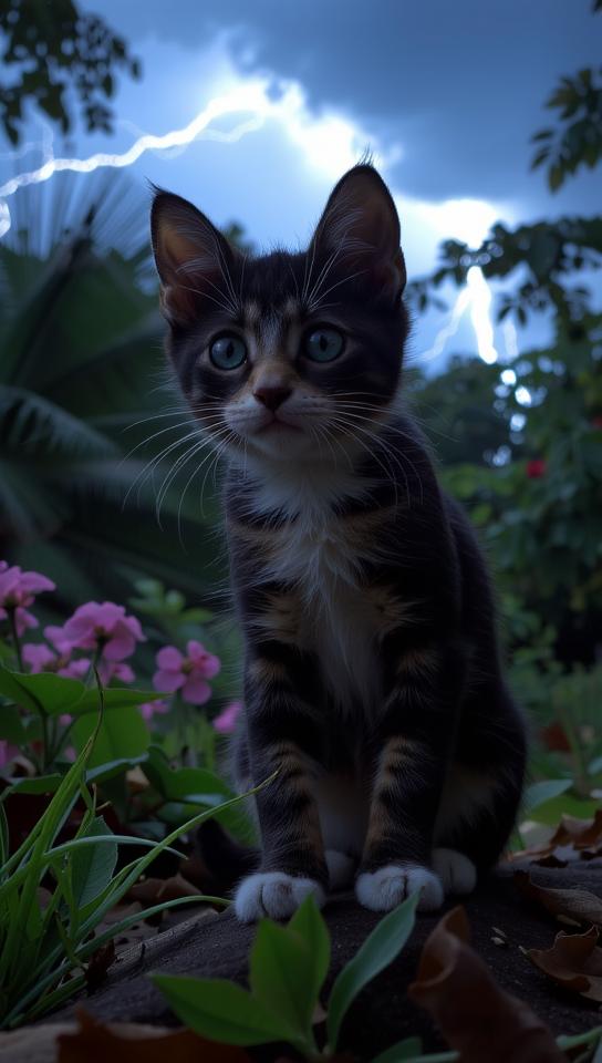 photograph, appealing, insane details, establishing shot of a Eerie Revealing American Shorthair Kitten