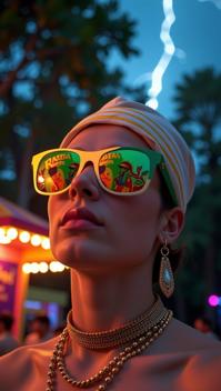 art by Harvey Stein and Gary Hume , photograph, Rule of Thirds, wide shot of a Rasta Sunscreen