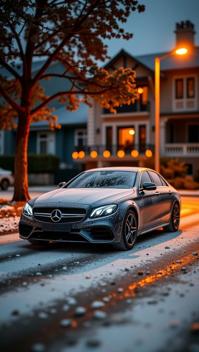 photograph, Royalcore, Rule of Thirds, shot from side of a Fairy Tale Raging Serbian Mercedes Benz of Belief